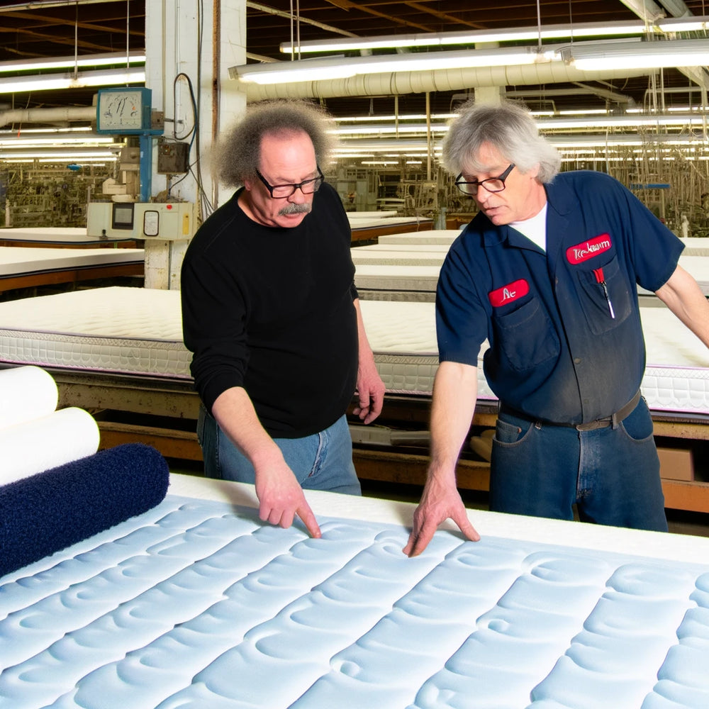 Traditional mattress factory setting highlighting the craftsmanship of factory direct mattress companies in America.